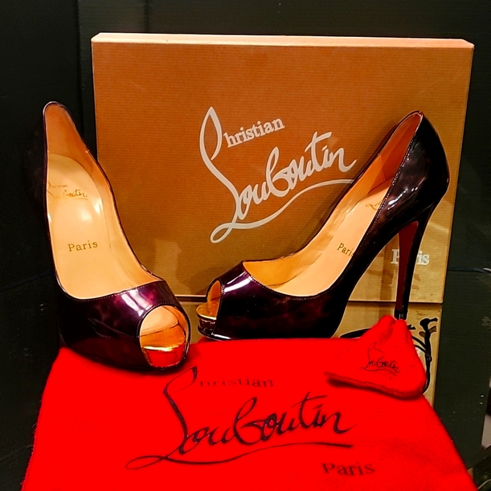 Christian louboutin tortoise shell and 24k gold leaf. sz36 120 heel.1in platform